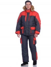 А Костюм зимний Печора цвет Серый/Красный ткань Оксланд 52-54,рост 182